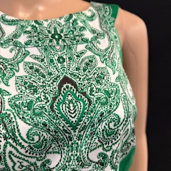 INC International Concepts Green Sleeveless Baroque Print Dress 16 (Green) - Picture 4 of 10